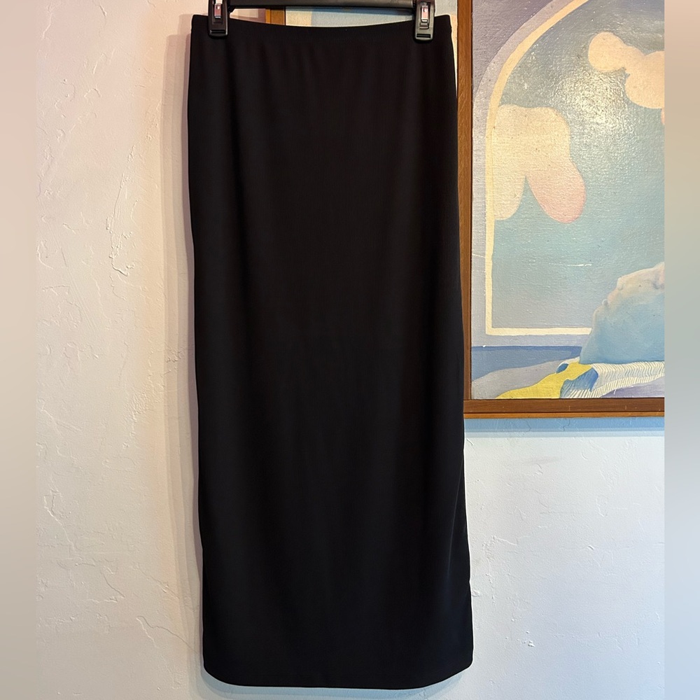 H&M DIVIDED Ribbed body con maxi skirt black